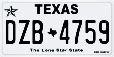 TX license plate DZB4759