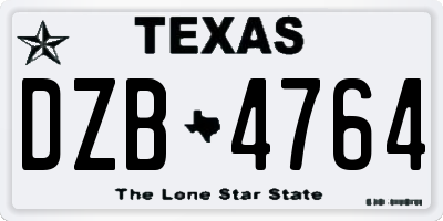 TX license plate DZB4764