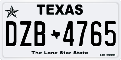 TX license plate DZB4765