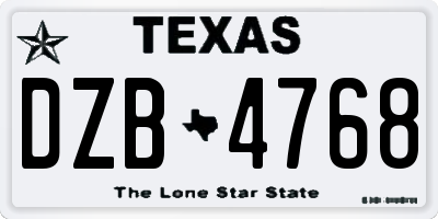 TX license plate DZB4768