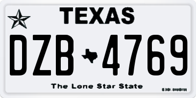 TX license plate DZB4769