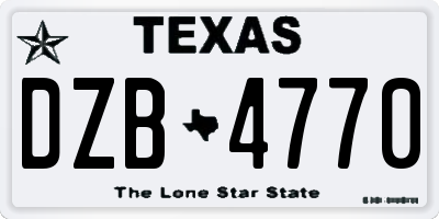 TX license plate DZB4770