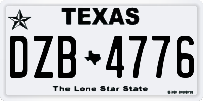 TX license plate DZB4776