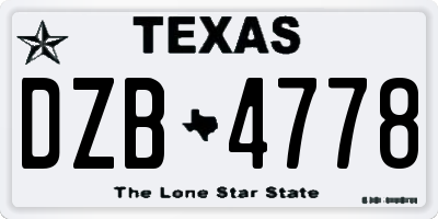 TX license plate DZB4778