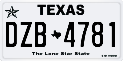 TX license plate DZB4781