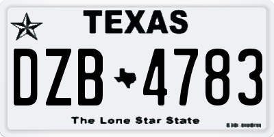 TX license plate DZB4783