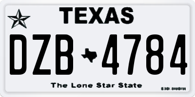 TX license plate DZB4784
