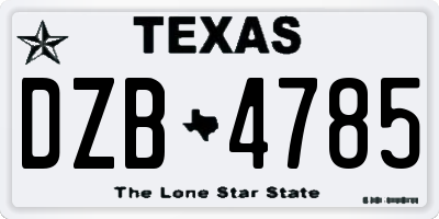 TX license plate DZB4785