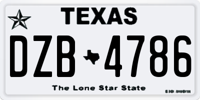 TX license plate DZB4786