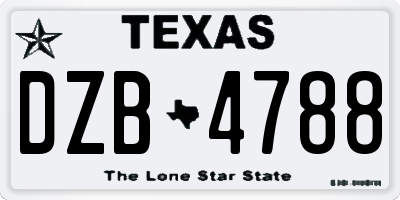 TX license plate DZB4788