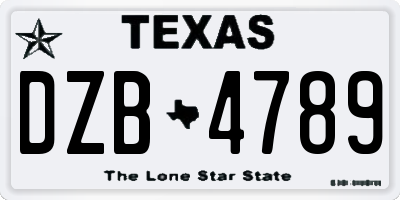 TX license plate DZB4789