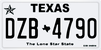 TX license plate DZB4790