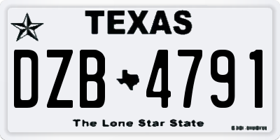 TX license plate DZB4791