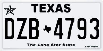 TX license plate DZB4793