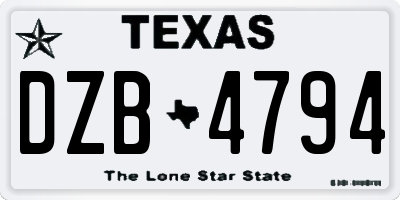 TX license plate DZB4794