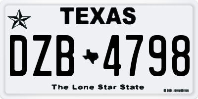 TX license plate DZB4798