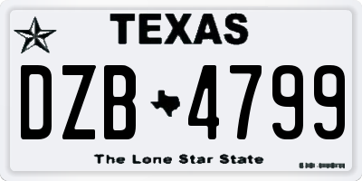 TX license plate DZB4799