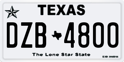 TX license plate DZB4800