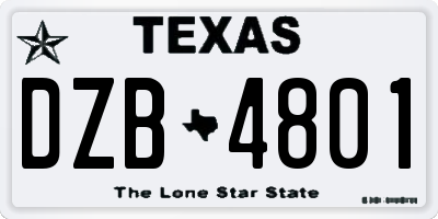 TX license plate DZB4801