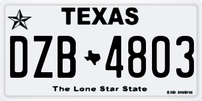 TX license plate DZB4803