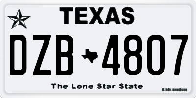TX license plate DZB4807