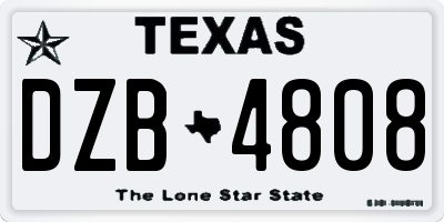 TX license plate DZB4808