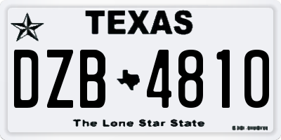 TX license plate DZB4810
