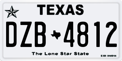 TX license plate DZB4812