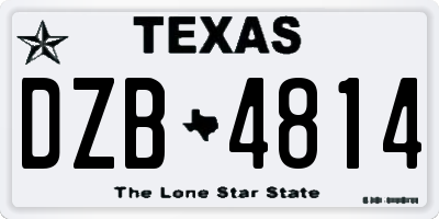 TX license plate DZB4814