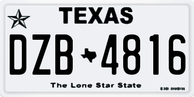 TX license plate DZB4816
