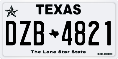 TX license plate DZB4821