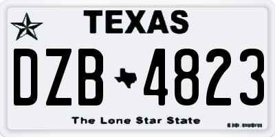 TX license plate DZB4823
