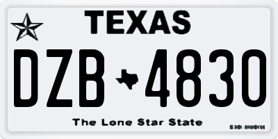 TX license plate DZB4830