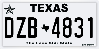 TX license plate DZB4831