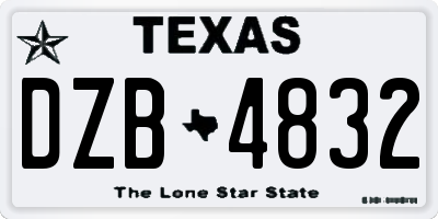 TX license plate DZB4832