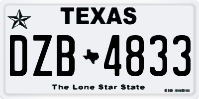 TX license plate DZB4833