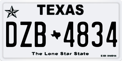 TX license plate DZB4834