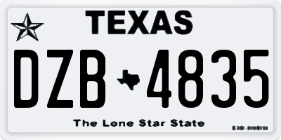 TX license plate DZB4835