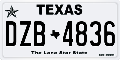 TX license plate DZB4836