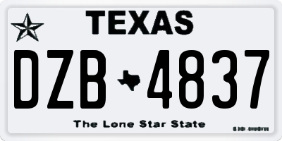 TX license plate DZB4837