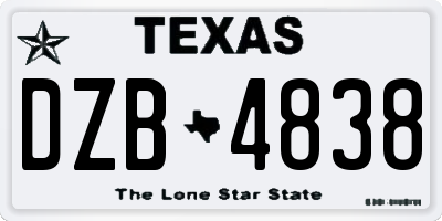 TX license plate DZB4838