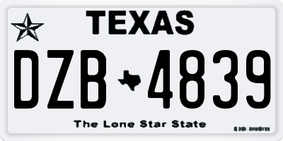TX license plate DZB4839