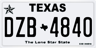 TX license plate DZB4840