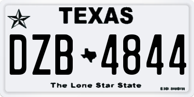 TX license plate DZB4844