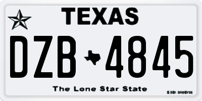 TX license plate DZB4845