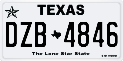 TX license plate DZB4846