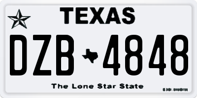 TX license plate DZB4848