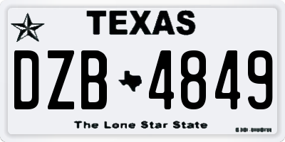 TX license plate DZB4849