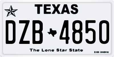 TX license plate DZB4850