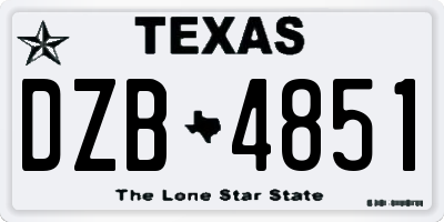 TX license plate DZB4851